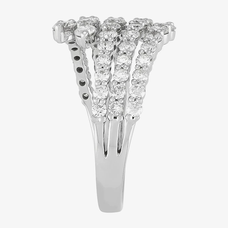 (H-I/Si2) Womens 2.5MM 1 1/2 CT. T.W. Lab Grown White Diamond 10K Gold Bypass  Band
