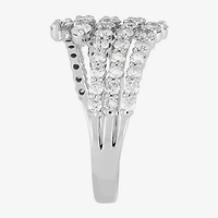 (H-I/Si2) Womens 2.5MM 1 1/2 CT. T.W. Lab Grown White Diamond 10K Gold Bypass  Band