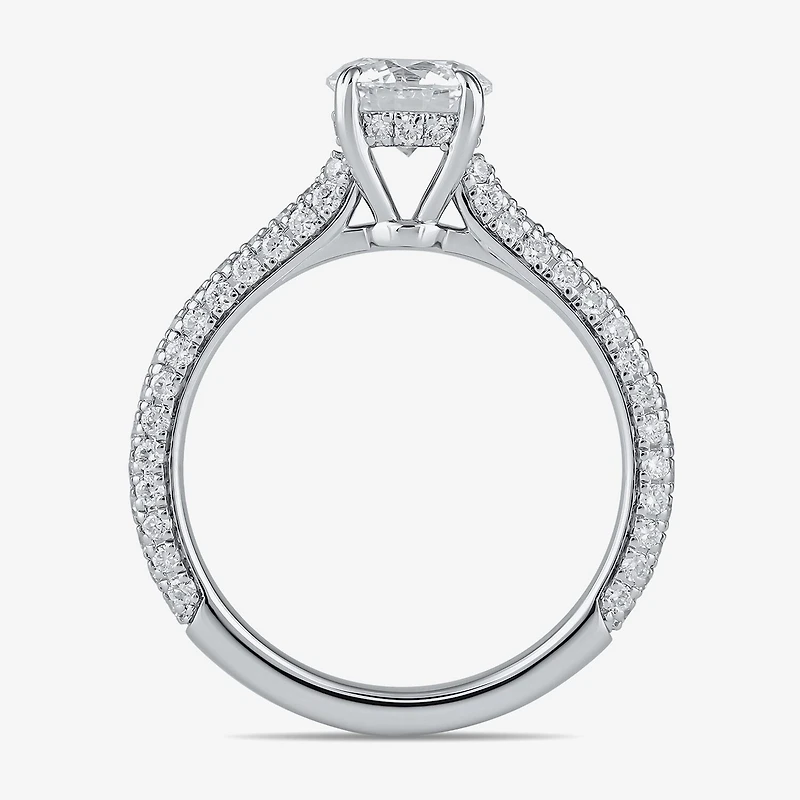 Signature By Modern Bride (F / Si1) Womens 1 3/4 CT. T.W. Lab Grown White Diamond 10K Gold Round Side Stone Engagement Ring