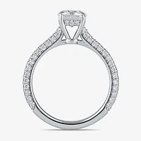 Signature By Modern Bride (F / Si1) Womens 1 3/4 CT. T.W. Lab Grown White Diamond 10K Gold Round Side Stone Engagement Ring