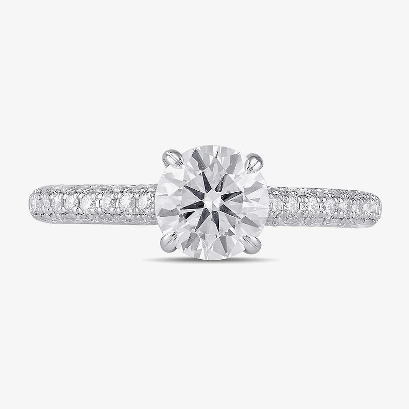 Signature By Modern Bride (F / Si1) Womens 1 3/4 CT. T.W. Lab Grown White Diamond 10K Gold Round Side Stone Engagement Ring