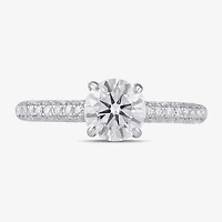 Signature By Modern Bride (F / Si1) Womens 1 3/4 CT. T.W. Lab Grown White Diamond 10K Gold Round Side Stone Engagement Ring