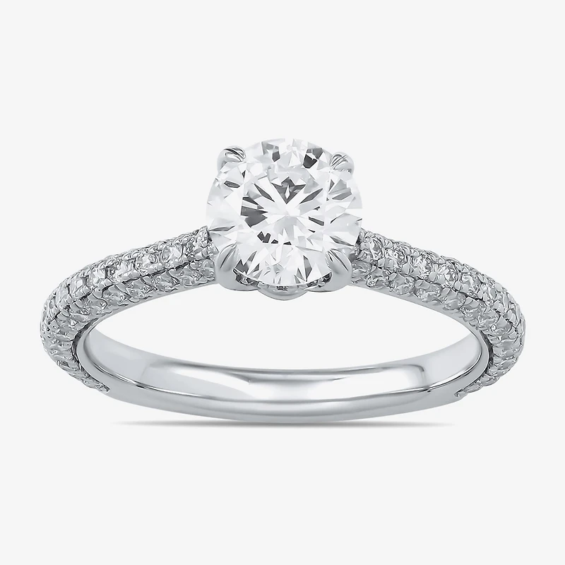 Signature By Modern Bride (F / Si1) Womens 1 3/4 CT. T.W. Lab Grown White Diamond 10K Gold Round Side Stone Engagement Ring