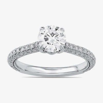 Signature By Modern Bride (F / Si1) Womens 1 3/4 CT. T.W. Lab Grown White Diamond 10K Gold Round Side Stone Engagement Ring