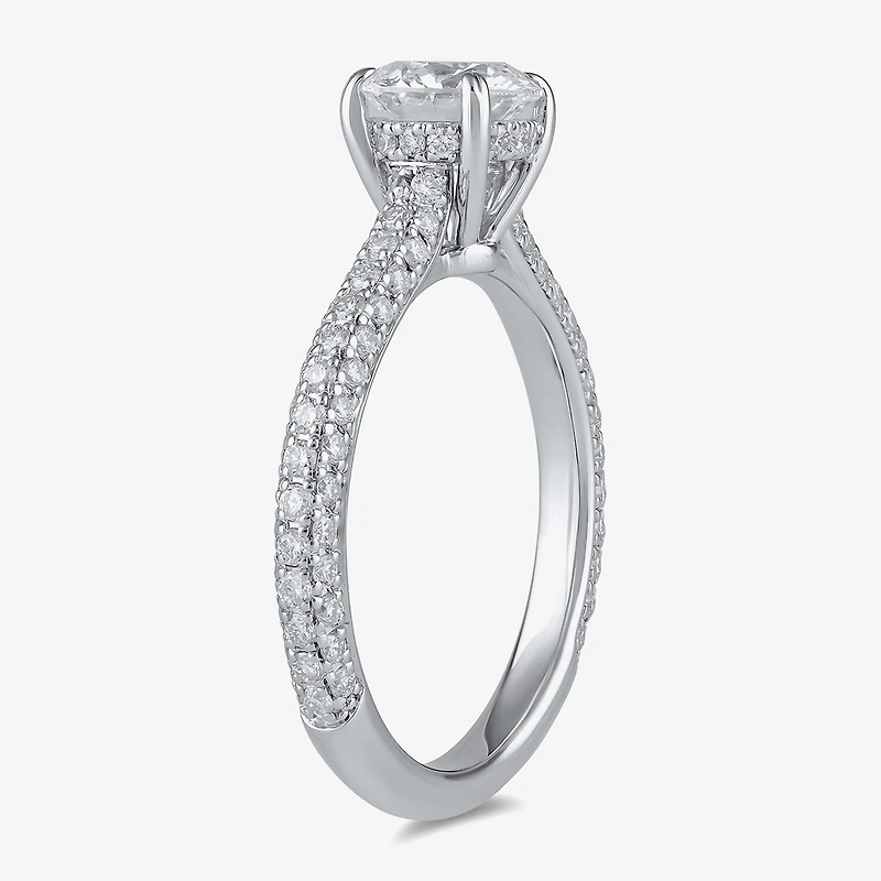 Signature By Modern Bride (F / Si1) Womens 1 3/4 CT. T.W. Lab Grown White Diamond 10K Gold Round Side Stone Engagement Ring