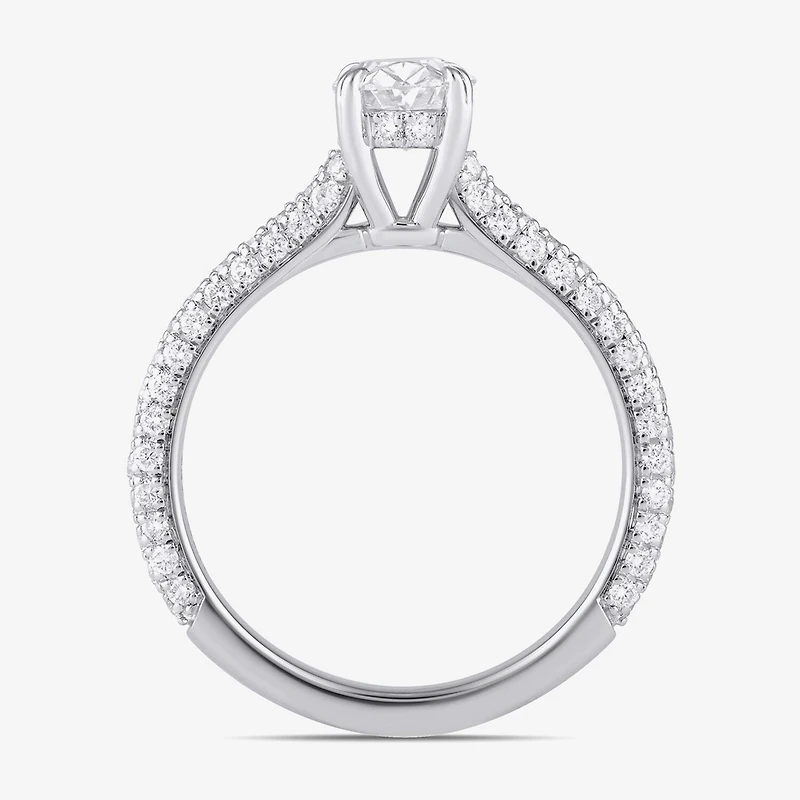 Signature By Modern Bride (F / Si1) Womens 1 3/4 CT. T.W. Lab Grown White Diamond 10K Gold Oval Side Stone Engagement Ring