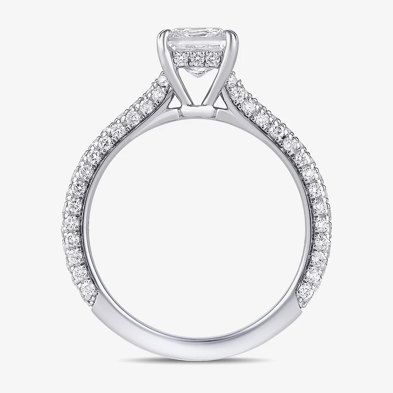 (F / Si1) Womens 1 3/4 CT. T.W. Lab Grown White Diamond 10K Gold Side Stone Engagement Ring