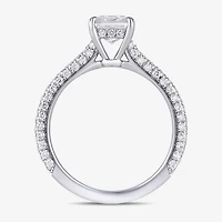 (F / Si1) Womens 1 3/4 CT. T.W. Lab Grown White Diamond 10K Gold Side Stone Engagement Ring