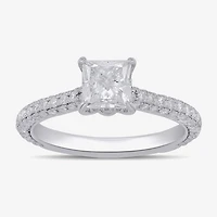 (F / Si1) Womens 1 3/4 CT. T.W. Lab Grown White Diamond 10K Gold Side Stone Engagement Ring