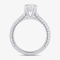 Signature By Modern Bride (F / Si1) Womens 2 3/4 CT. T.W. Lab Grown White Diamond 14K Gold Oval Side Stone Engagement Ring
