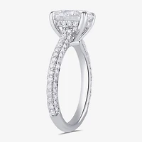 Signature By Modern Bride (F / Si1) Womens 2 3/4 CT. T.W. Lab Grown White Diamond 14K Gold Oval Side Stone Engagement Ring