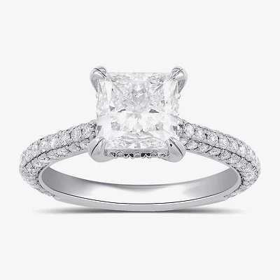 Signature By Modern Bride (F / Si1) Womens 2 3/4 CT. T.W. Lab Grown White Diamond 14K Gold Side Stone Engagement Ring