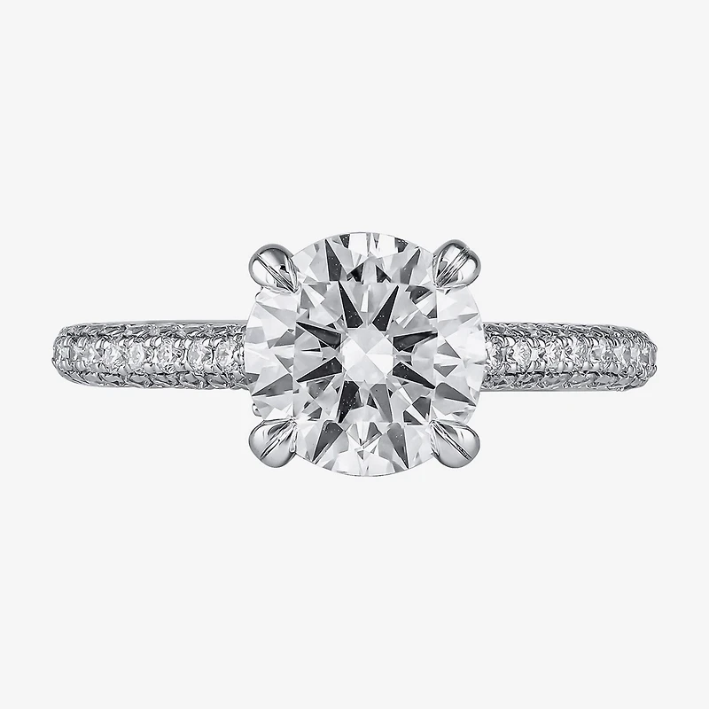 Signature By Modern Bride (F / Si1) Womens 2 3/4 CT. T.W. Lab Grown White Diamond 14K Gold Round Side Stone Engagement Ring
