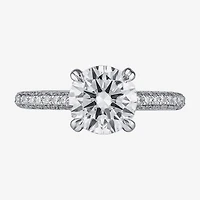 Signature By Modern Bride (F / Si1) Womens 2 3/4 CT. T.W. Lab Grown White Diamond 14K Gold Round Side Stone Engagement Ring