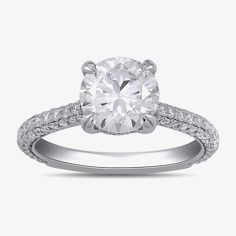 Signature By Modern Bride (F / Si1) Womens 2 3/4 CT. T.W. Lab Grown White Diamond 14K Gold Round Side Stone Engagement Ring