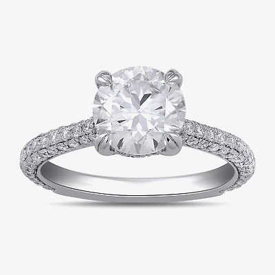 Signature By Modern Bride (F / Si1) Womens 2 3/4 CT. T.W. Lab Grown White Diamond 14K Gold Round Side Stone Engagement Ring