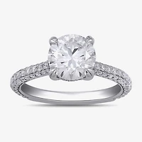 Signature By Modern Bride (F / Si1) Womens 2 3/4 CT. T.W. Lab Grown White Diamond 14K Gold Round Side Stone Engagement Ring