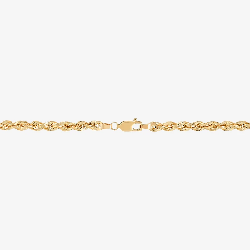 Unisex Adult 10K Gold 24 Inch Rope Chain Necklace
