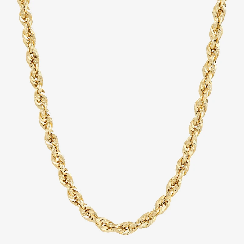 Unisex Adult 10K Gold 24 Inch Rope Chain Necklace