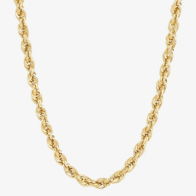 Unisex Adult 10K Gold 24 Inch Rope Chain Necklace