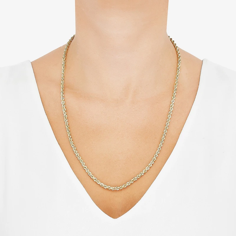 Unisex Adult 10K Gold 24 Inch Rope Chain Necklace