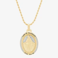 Our Lady Of Guadalupe Mens White Cubic Zirconia 14K Gold Over Silver Cross Pendant