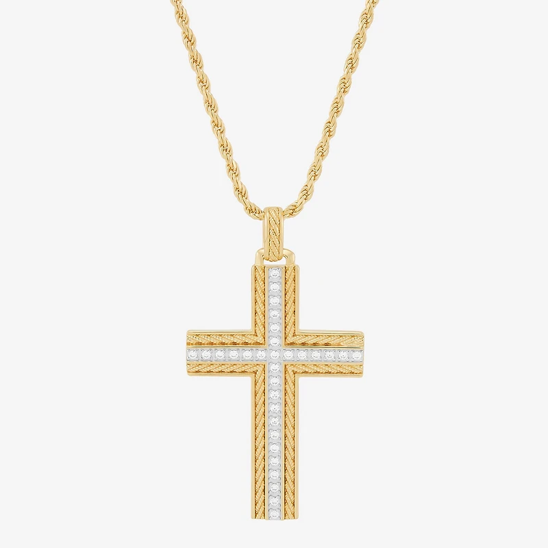 Mens Cubic Zirconia 14K Gold Over Silver Pendant Necklace