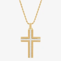 Mens Cubic Zirconia 14K Gold Over Silver Pendant Necklace
