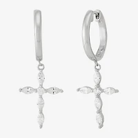 Diamonart Womens Cubic Zirconia Sterling Silver Cross Drop Earrings