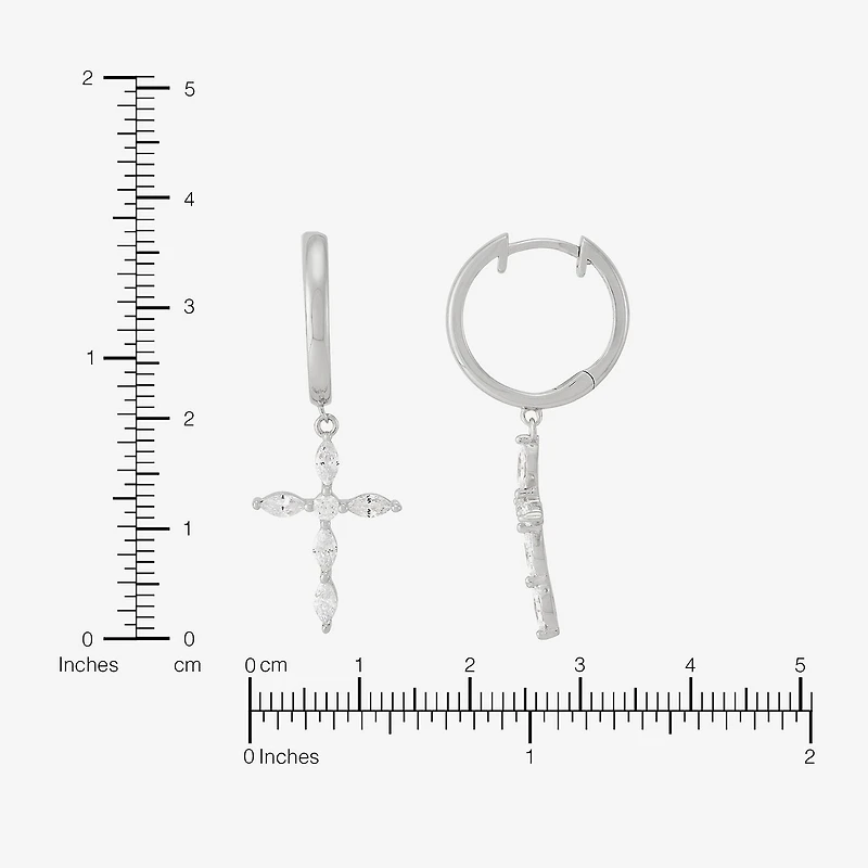 Diamonart Womens Cubic Zirconia Sterling Silver Cross Drop Earrings