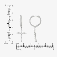 Diamonart Womens Cubic Zirconia Sterling Silver Cross Drop Earrings