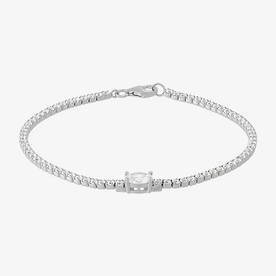 Diamonart Womens Cubic Zirconia Sterling Silver Oval 7.5 Inch Tennis Bracelet