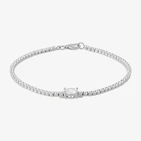 Diamonart Womens Cubic Zirconia Sterling Silver Oval 7.5 Inch Tennis Bracelet