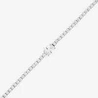 Diamonart Womens Cubic Zirconia Sterling Silver Oval 7.5 Inch Tennis Bracelet