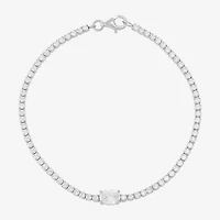 Diamonart Womens Cubic Zirconia Sterling Silver Oval 7.5 Inch Tennis Bracelet