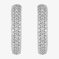 (H-I,Si2) Womens 1 CT. T.W. Lab Grown White Diamond Sterling Silver 20mm Hoop Earrings