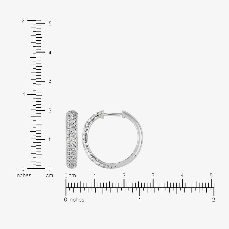 (H-I,Si2) Womens 1 CT. T.W. Lab Grown White Diamond Sterling Silver 20mm Hoop Earrings