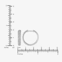 (H-I,Si2) Womens 1 CT. T.W. Lab Grown White Diamond Sterling Silver 20mm Hoop Earrings