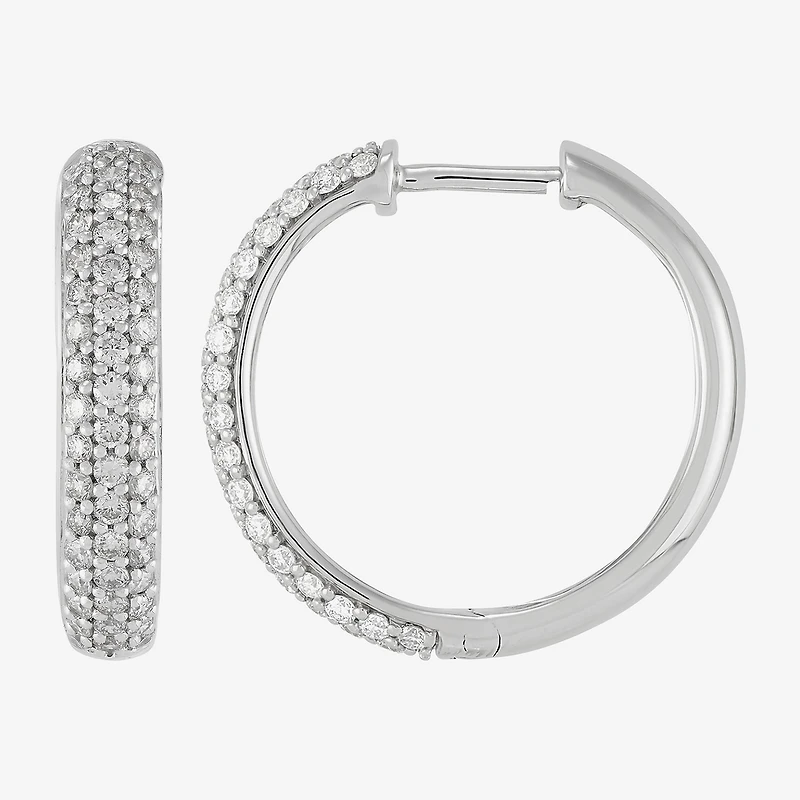 (H-I,Si2) Womens 1 CT. T.W. Lab Grown White Diamond Sterling Silver 20mm Hoop Earrings