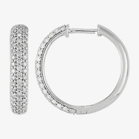 (H-I,Si2) Womens 1 CT. T.W. Lab Grown White Diamond Sterling Silver 20mm Hoop Earrings