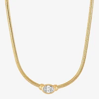 (H-I Womens 1/2 CT. T.W. Lab Grown White Diamond 14K Gold Over Silver Sterling Silver Oval 16 Inch Pendant Necklace