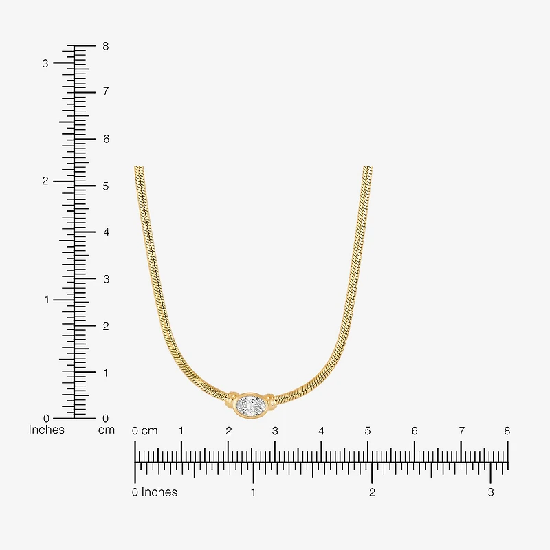 (H-I Womens 1/2 CT. T.W. Lab Grown White Diamond 14K Gold Over Silver Sterling Silver Oval 16 Inch Pendant Necklace