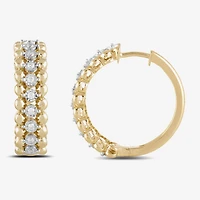 Womens 1/4 CT. T.W. Lab Grown White Diamond 14K Gold Over Silver Sterling Silver 24.6mm Hoop Earrings