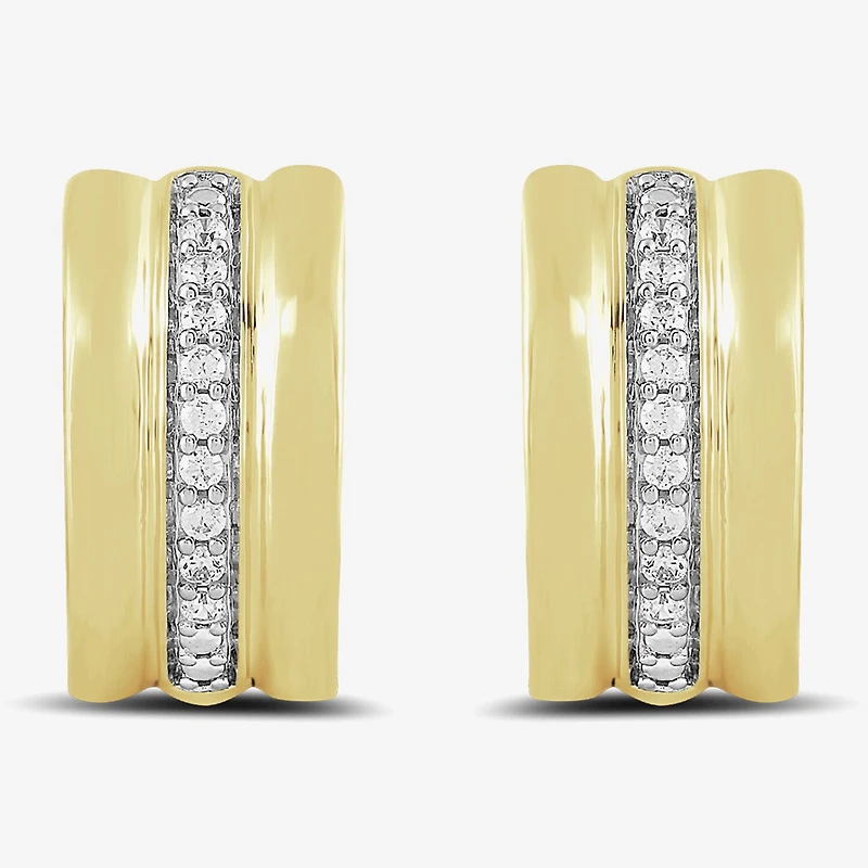 Womens 1/10 CT. T.W. Lab Grown White Diamond 14K Gold Over Silver Sterling Silver 13.7mm Hoop Earrings