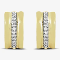 Womens 1/10 CT. T.W. Lab Grown White Diamond 14K Gold Over Silver Sterling Silver 13.7mm Hoop Earrings