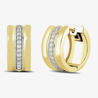 Womens 1/10 CT. T.W. Lab Grown White Diamond 14K Gold Over Silver Sterling Silver 13.7mm Hoop Earrings
