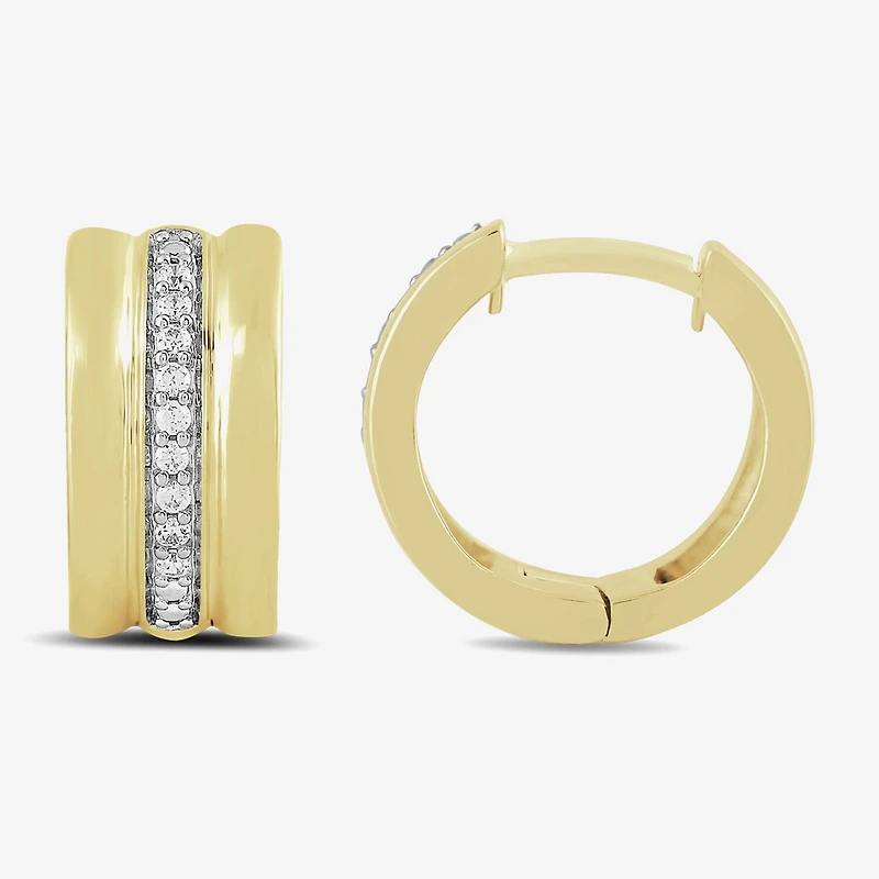 Womens 1/10 CT. T.W. Lab Grown White Diamond 14K Gold Over Silver Sterling Silver 13.7mm Hoop Earrings