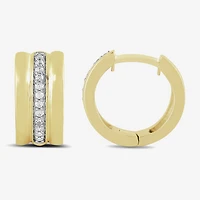 Womens 1/10 CT. T.W. Lab Grown White Diamond 14K Gold Over Silver Sterling Silver 13.7mm Hoop Earrings