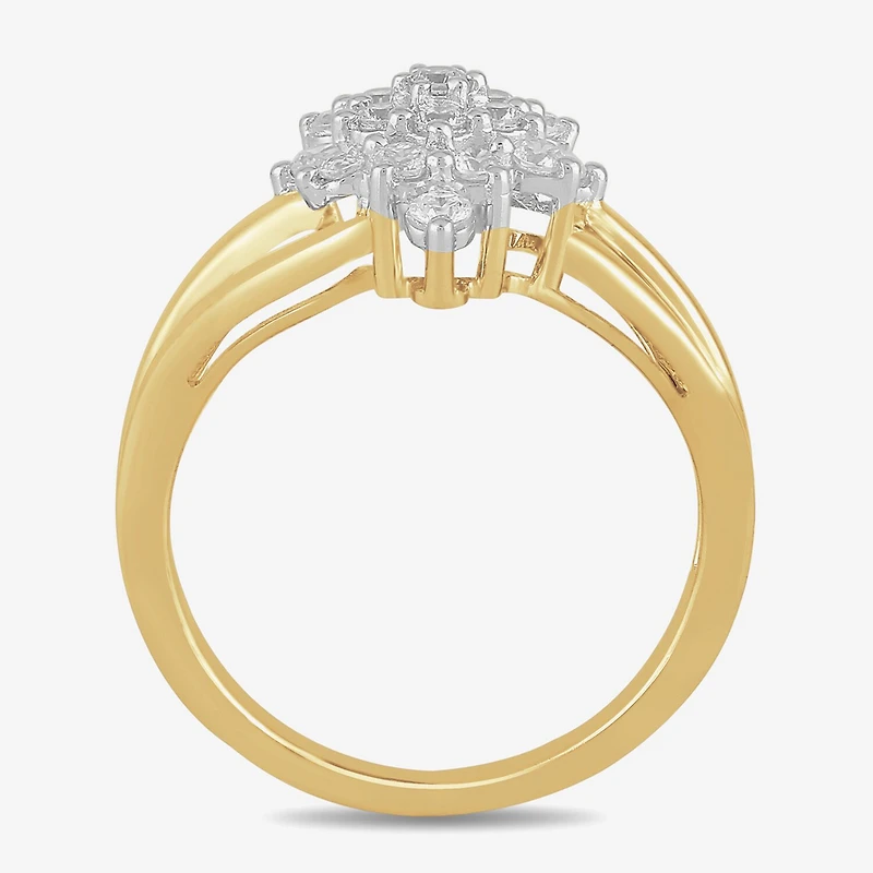 Womens 1/2 CT. T.W. Lab Grown White Diamond 14K Gold Over Silver Sterling Silver Cluster Cocktail Ring
