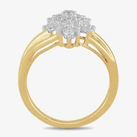 Womens 1/2 CT. T.W. Lab Grown White Diamond 14K Gold Over Silver Sterling Silver Cluster Cocktail Ring